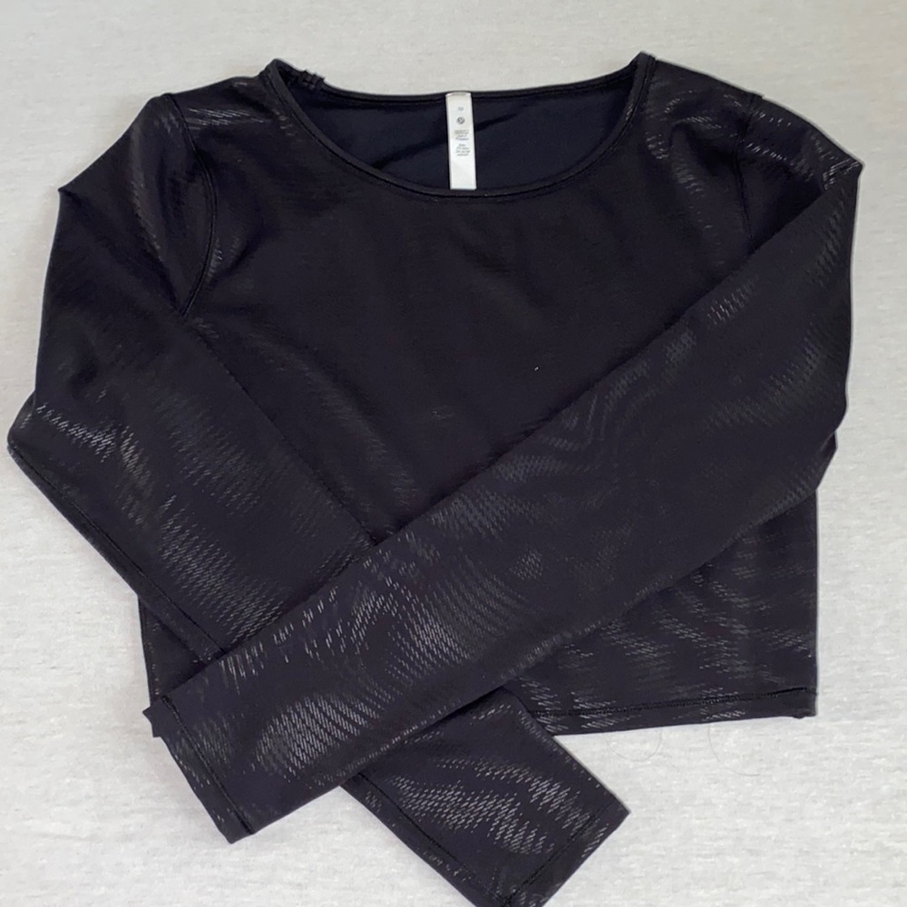 Lululemon Wunder Train Cropped Long Sleeve Shirt *Foil Pattern